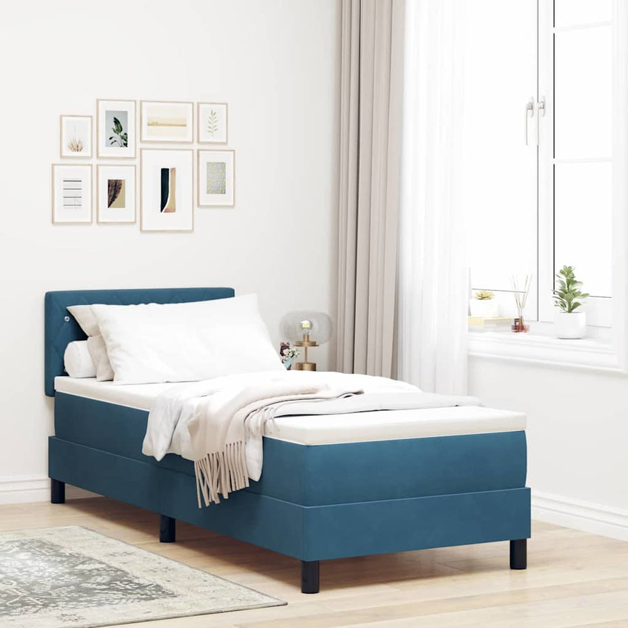 Boxspringbed met Matras met matras Donkerblauw 80 x 200 cm Stof