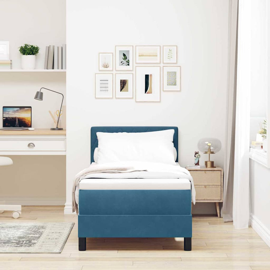 Boxspringbed met Matras met matras Donkerblauw 80 x 200 cm Stof