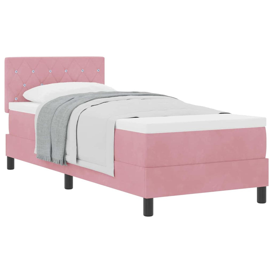 Boxspringbed met Matras met matras Roze 80 x 200 cm Stof