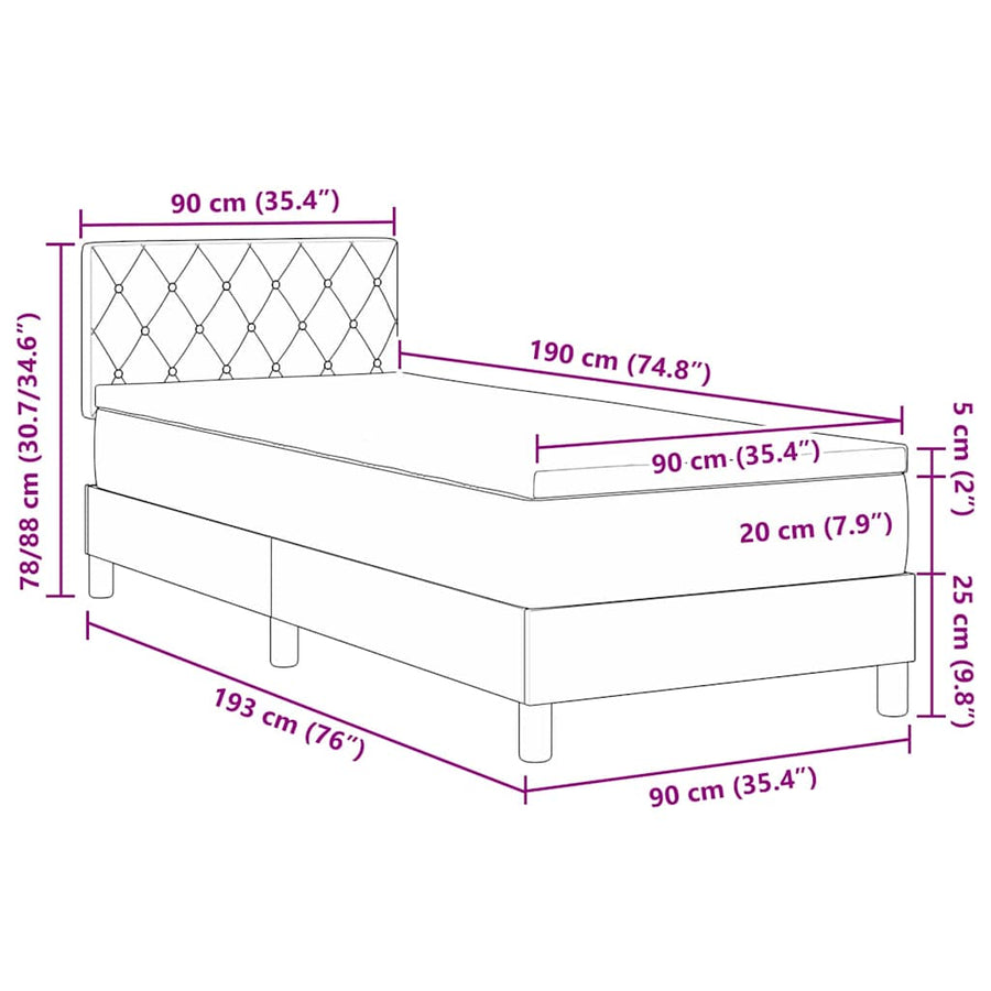 Boxspringbed met matras Donkerblauw 90 x 190 cm Fluweel