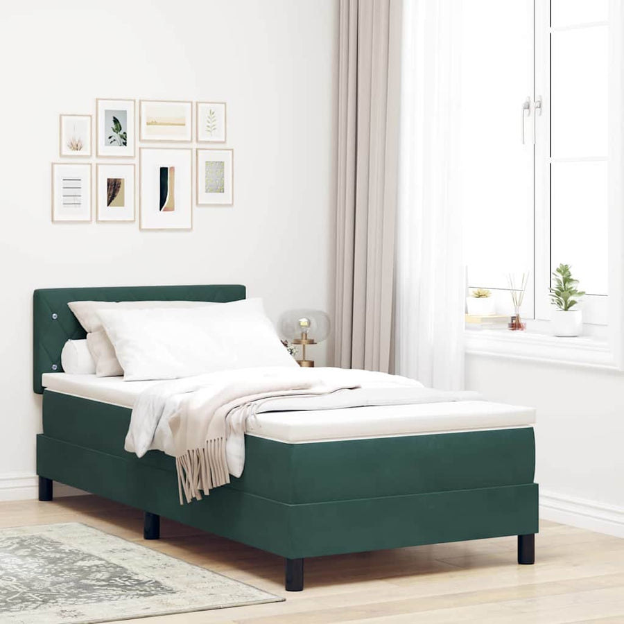 Boxspringbed met matras Donkergroen 100 x 200 cm Fluweel