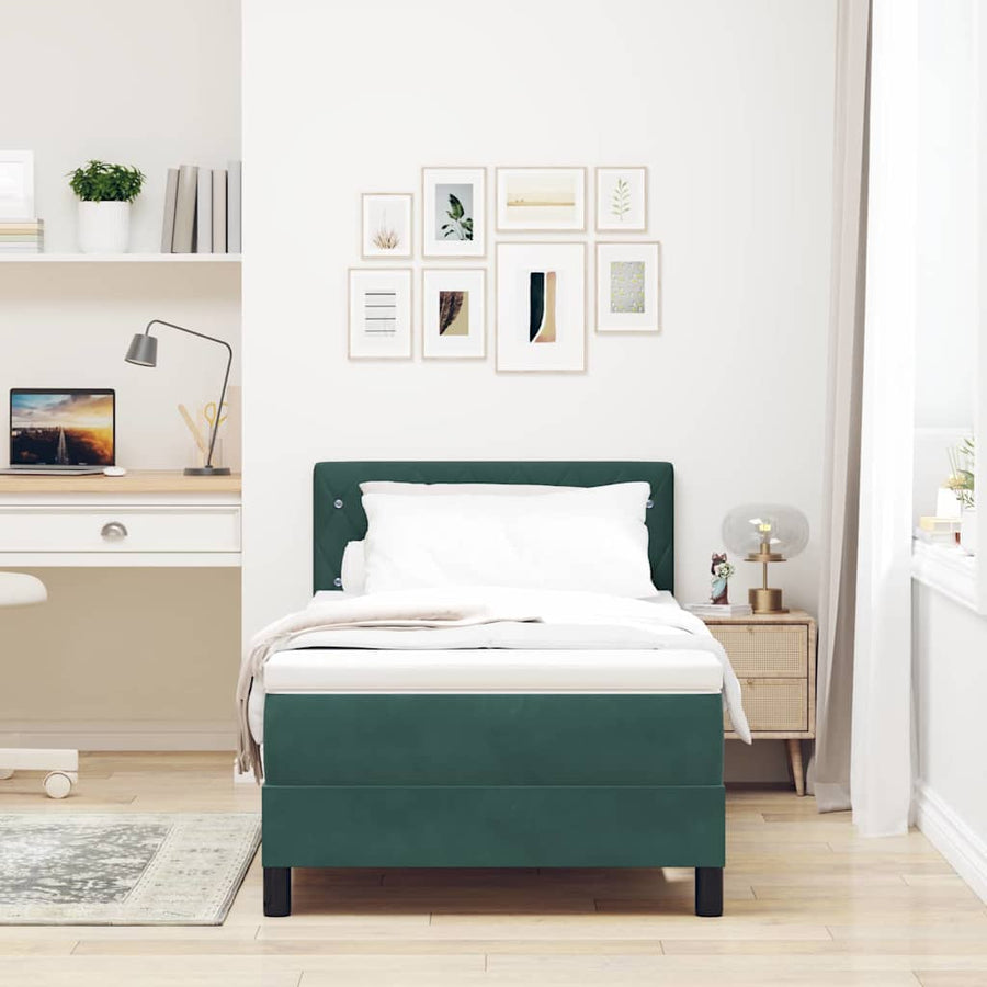 Boxspringbed met matras Donkergroen 100 x 200 cm Fluweel