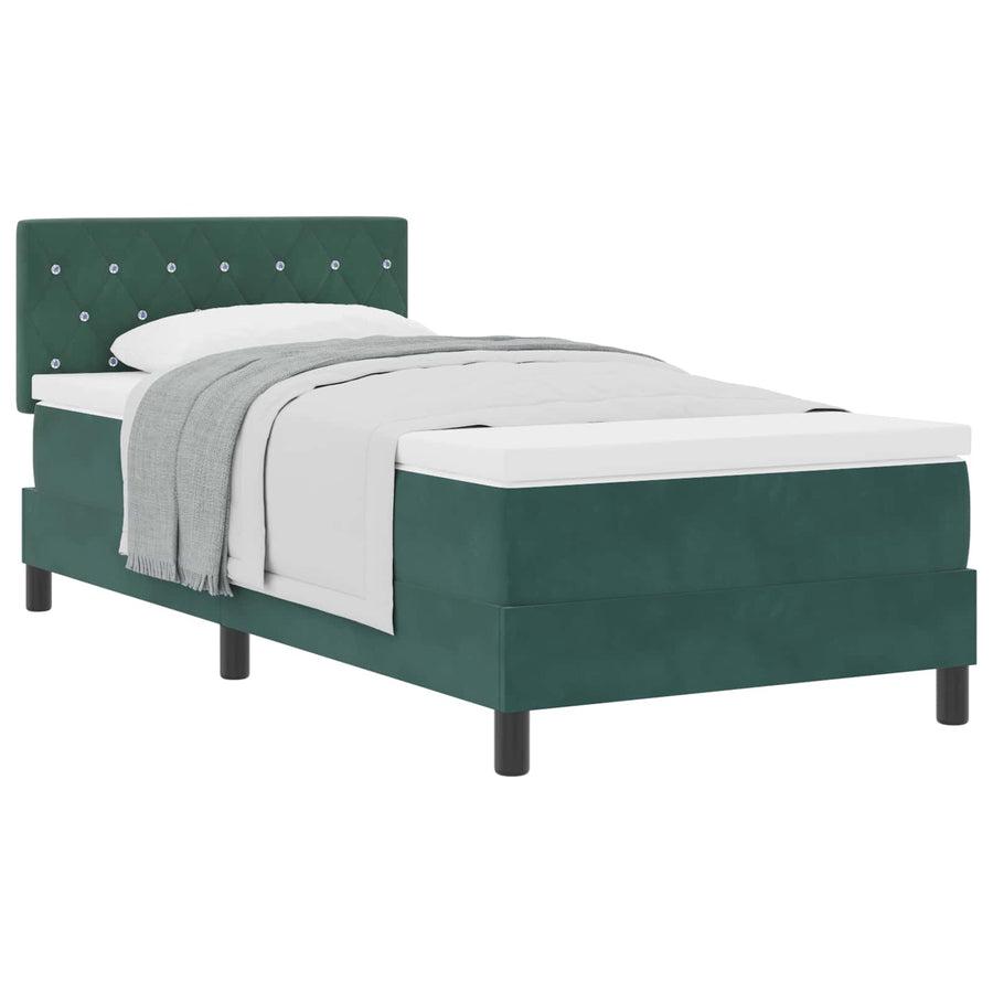 Boxspringbed met matras Donkergroen 100 x 200 cm Fluweel