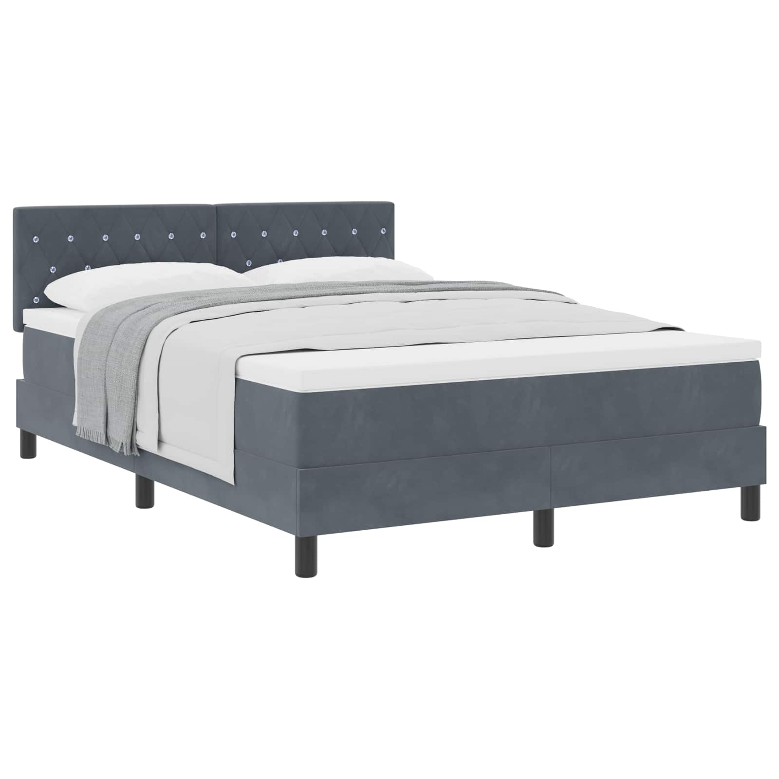 Boxspringbed met matras Donkergrijs 140 x 190 cm Fluweel