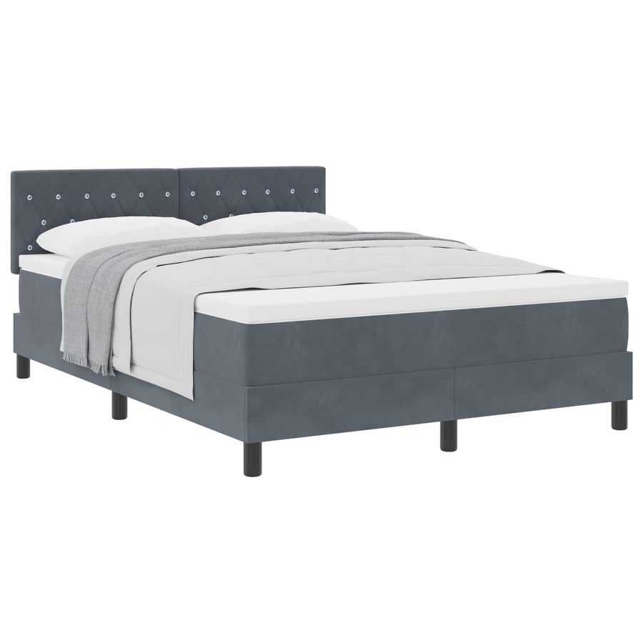 Boxspringbed met matras Donkergrijs 140 x 190 cm Fluweel