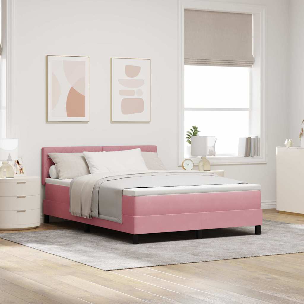 Boxspringbed met Matras met matras Roze 140 x 190 cm Stof