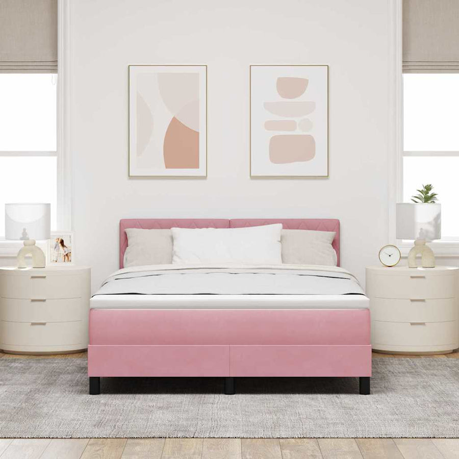 Boxspringbed met Matras met matras Roze 140 x 190 cm Stof