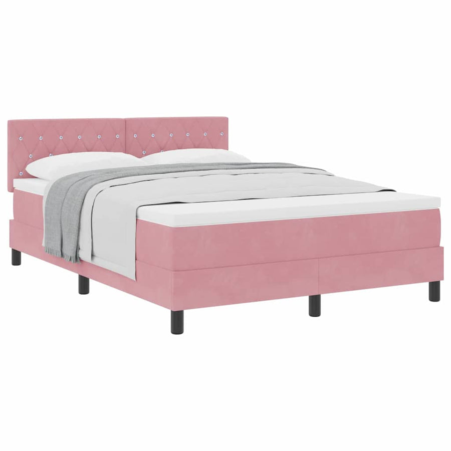 Boxspringbed met Matras met matras Roze 140 x 190 cm Stof
