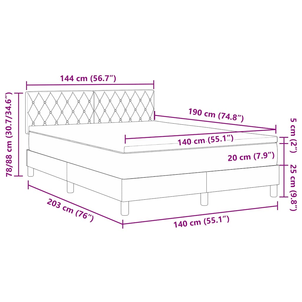 Boxspringbed met Matras met matras Roze 140 x 190 cm Stof