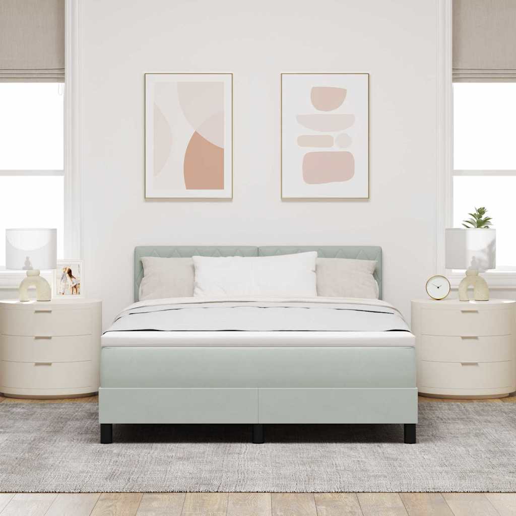 Boxspringbed met matras Lichtgrijs 140 x 200 cm Fluweel