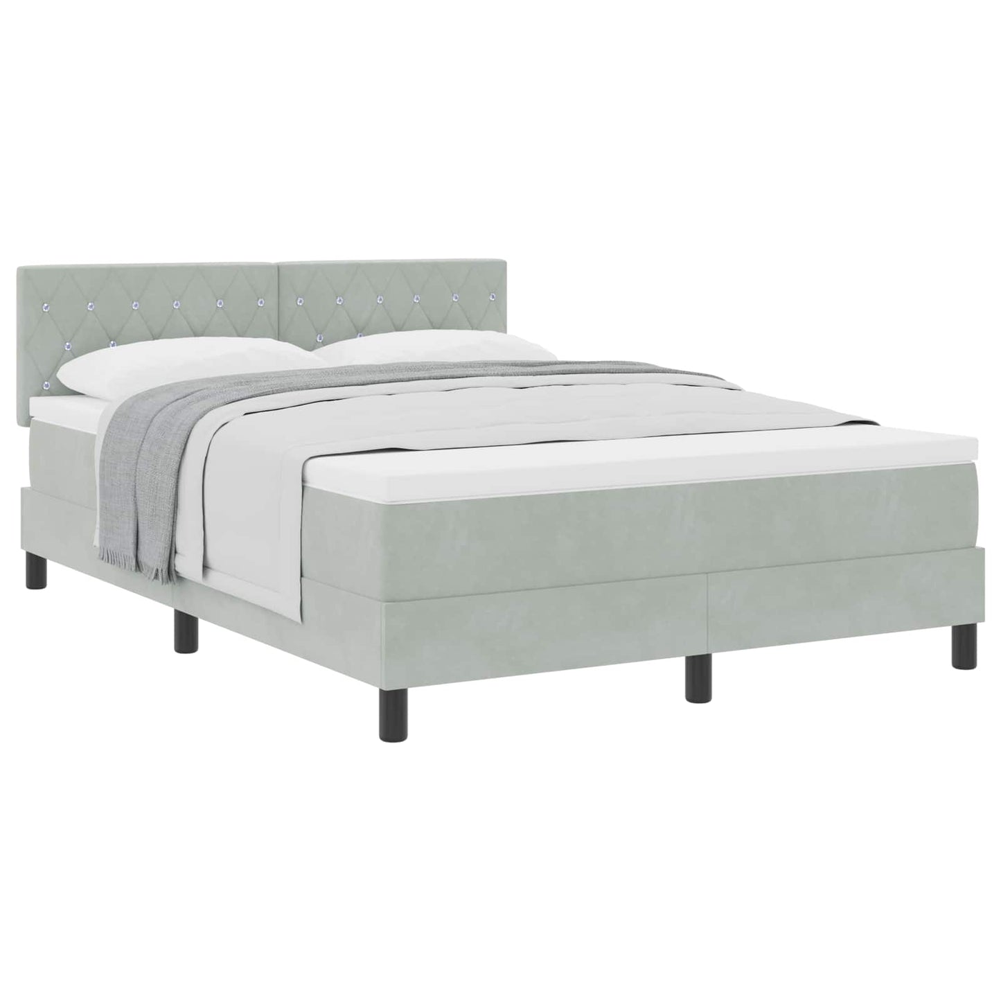Boxspringbed met matras Lichtgrijs 140 x 200 cm Fluweel