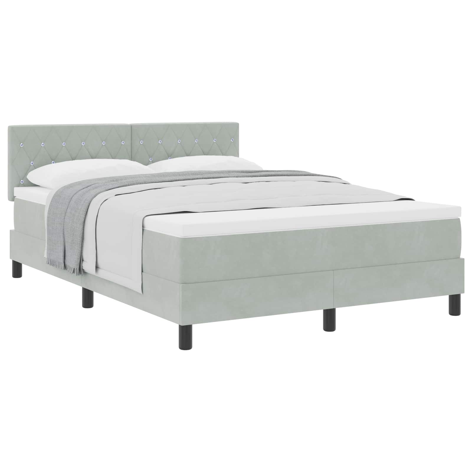 Boxspringbed met matras Lichtgrijs 140 x 200 cm Fluweel