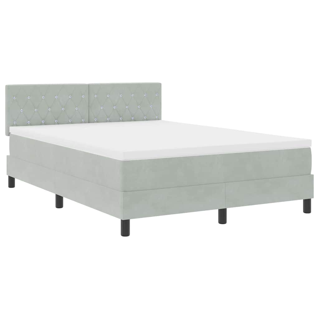 Boxspringbed met matras Lichtgrijs 140 x 200 cm Fluweel