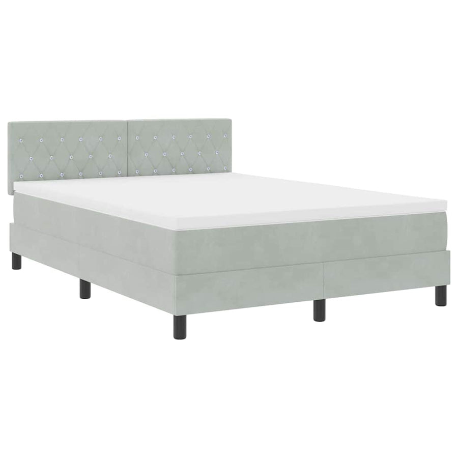 Boxspringbed met matras Lichtgrijs 140 x 200 cm Fluweel