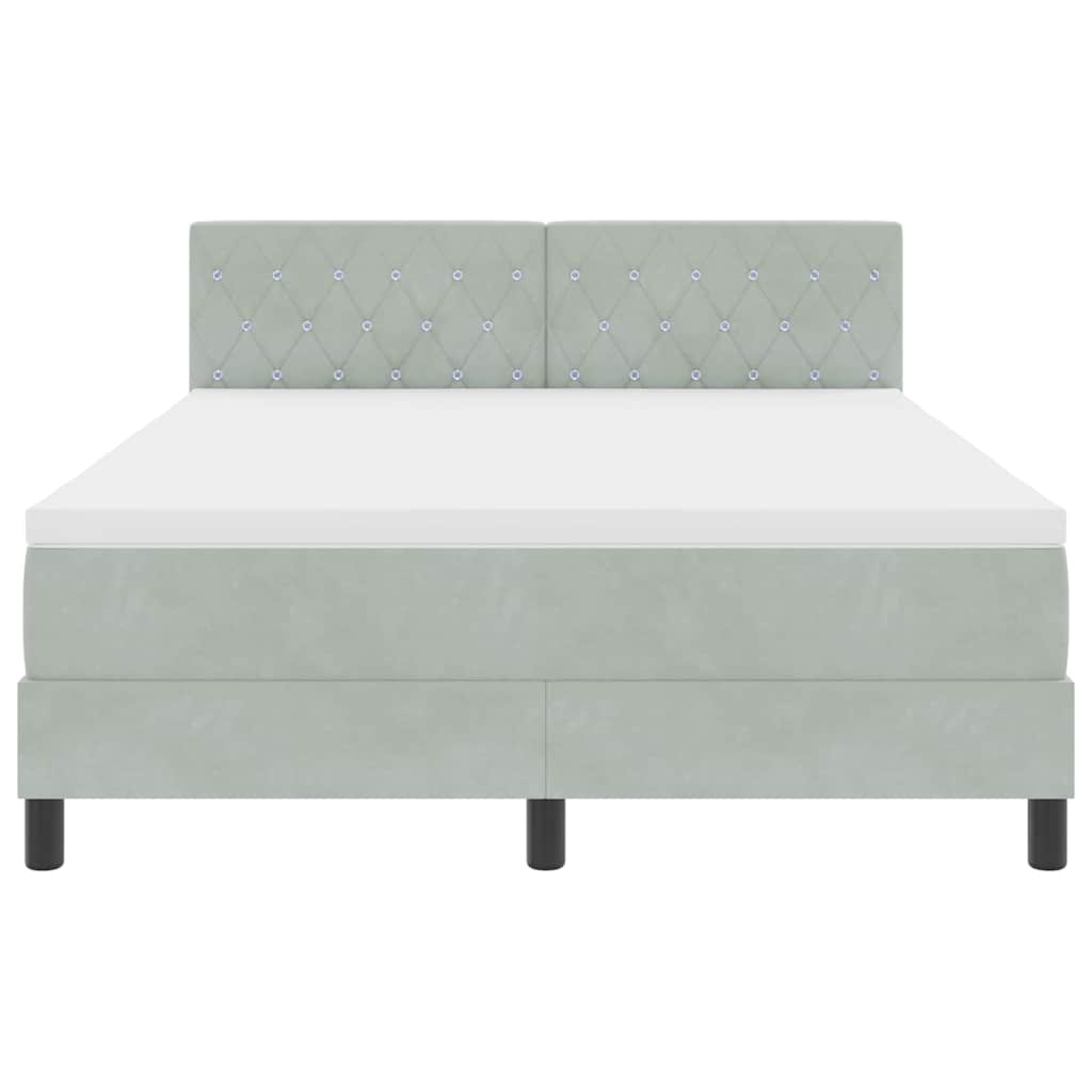 Boxspringbed met matras Lichtgrijs 140 x 200 cm Fluweel