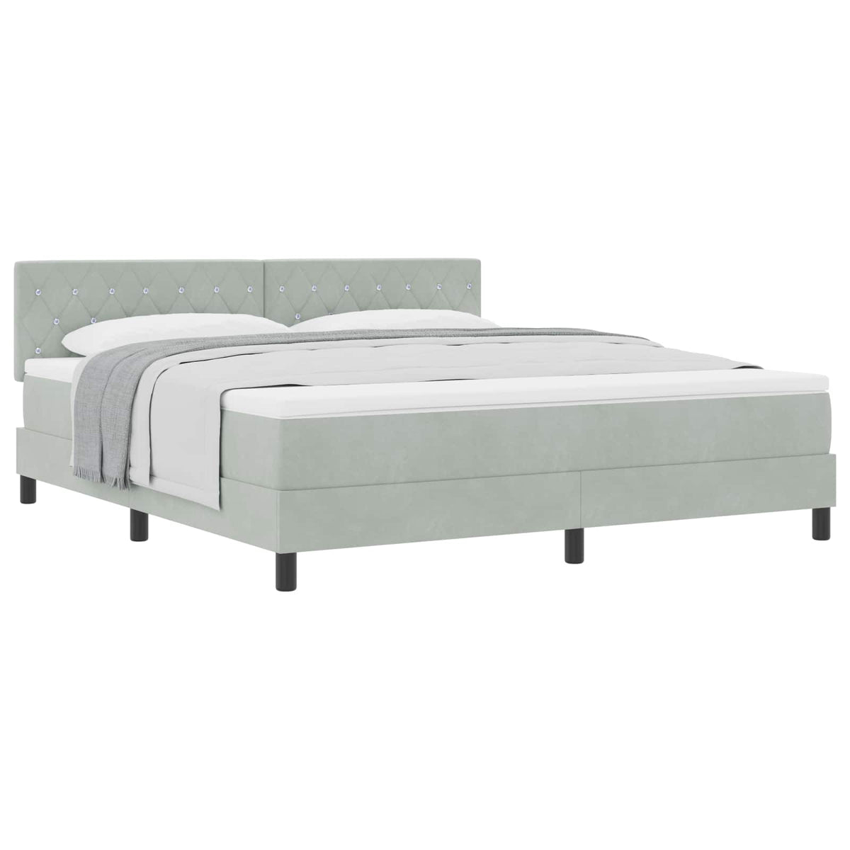 Boxspringbed met matras Lichtgrijs 180 x 200 cm Fluweel