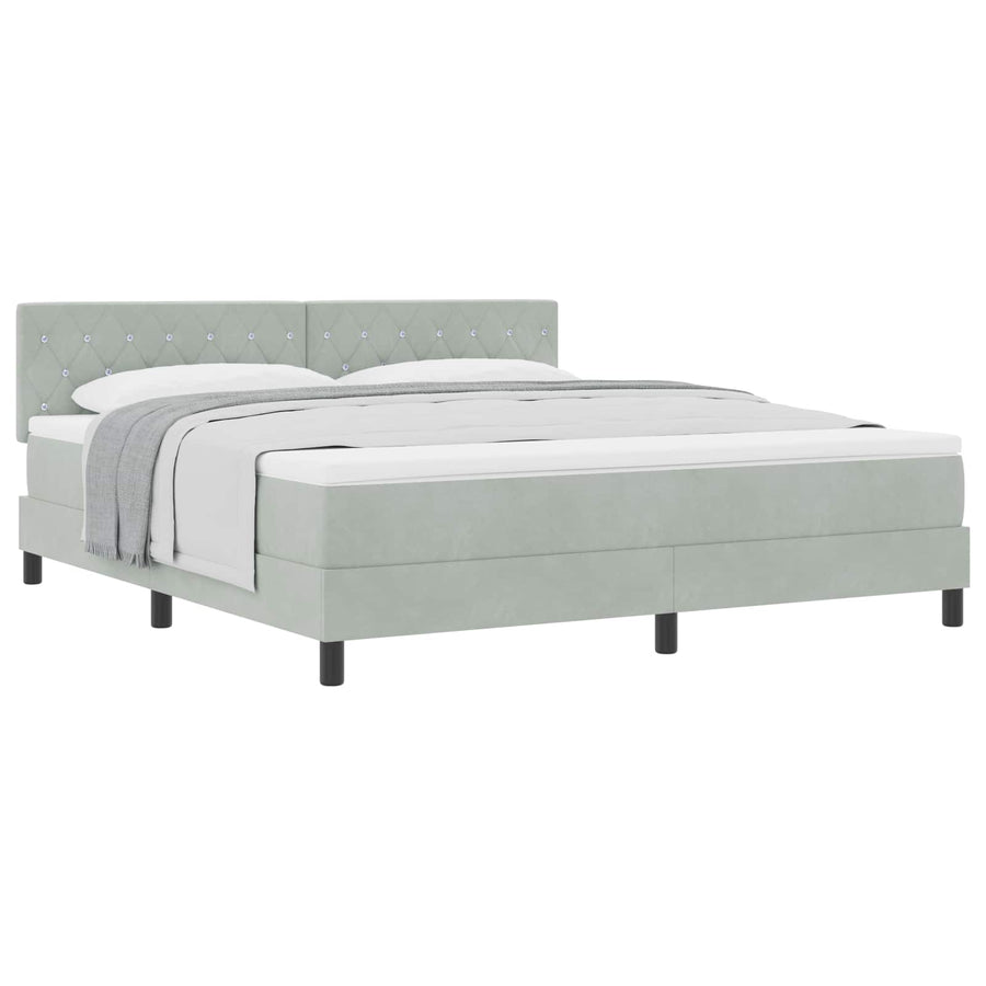 Boxspringbed met matras Lichtgrijs 180 x 200 cm Fluweel