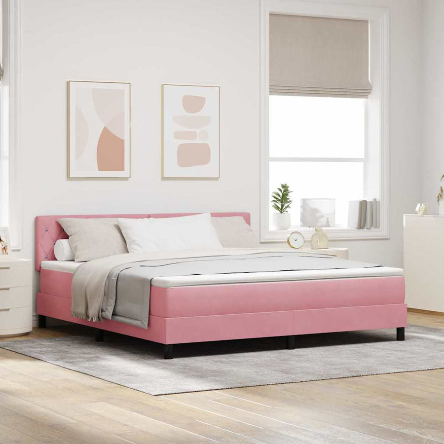 Boxspringbed met Matras met matras Roze 180 x 200 cm Stof