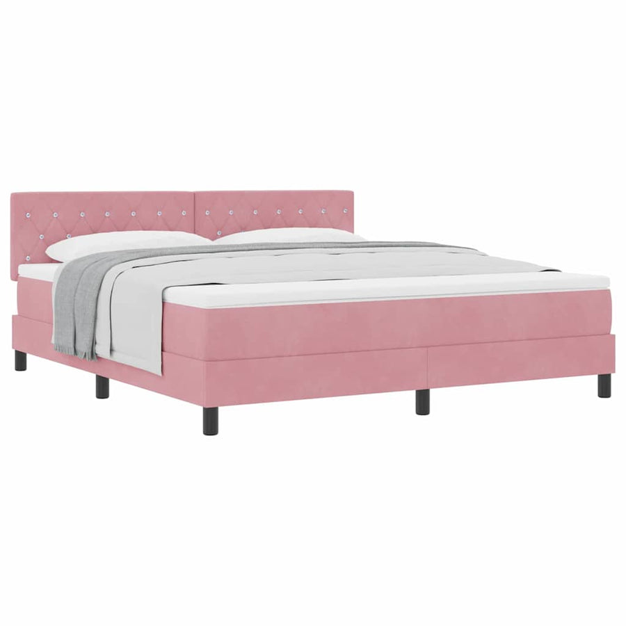 Boxspringbed met Matras met matras Roze 180 x 200 cm Stof