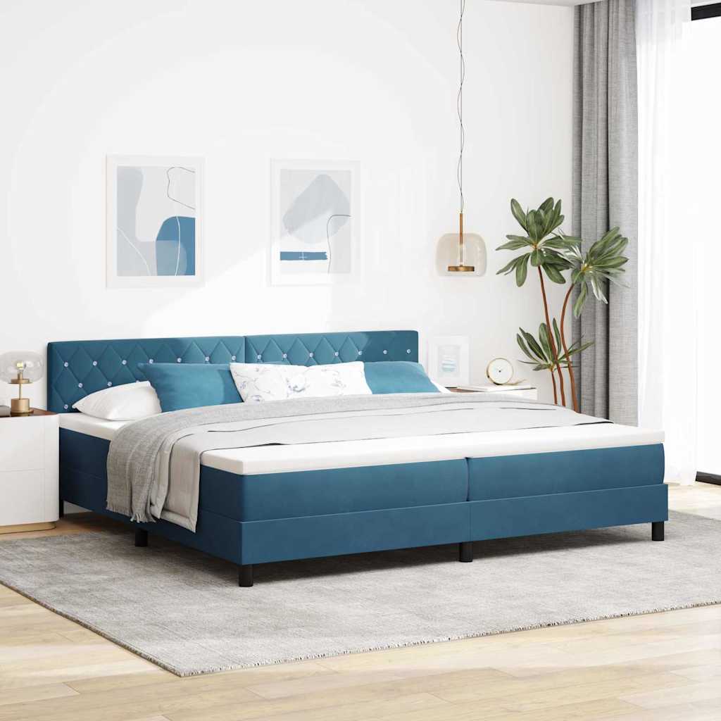 Boxspringbed met matras Donkerblauw 200 x 200 cm Fluweel
