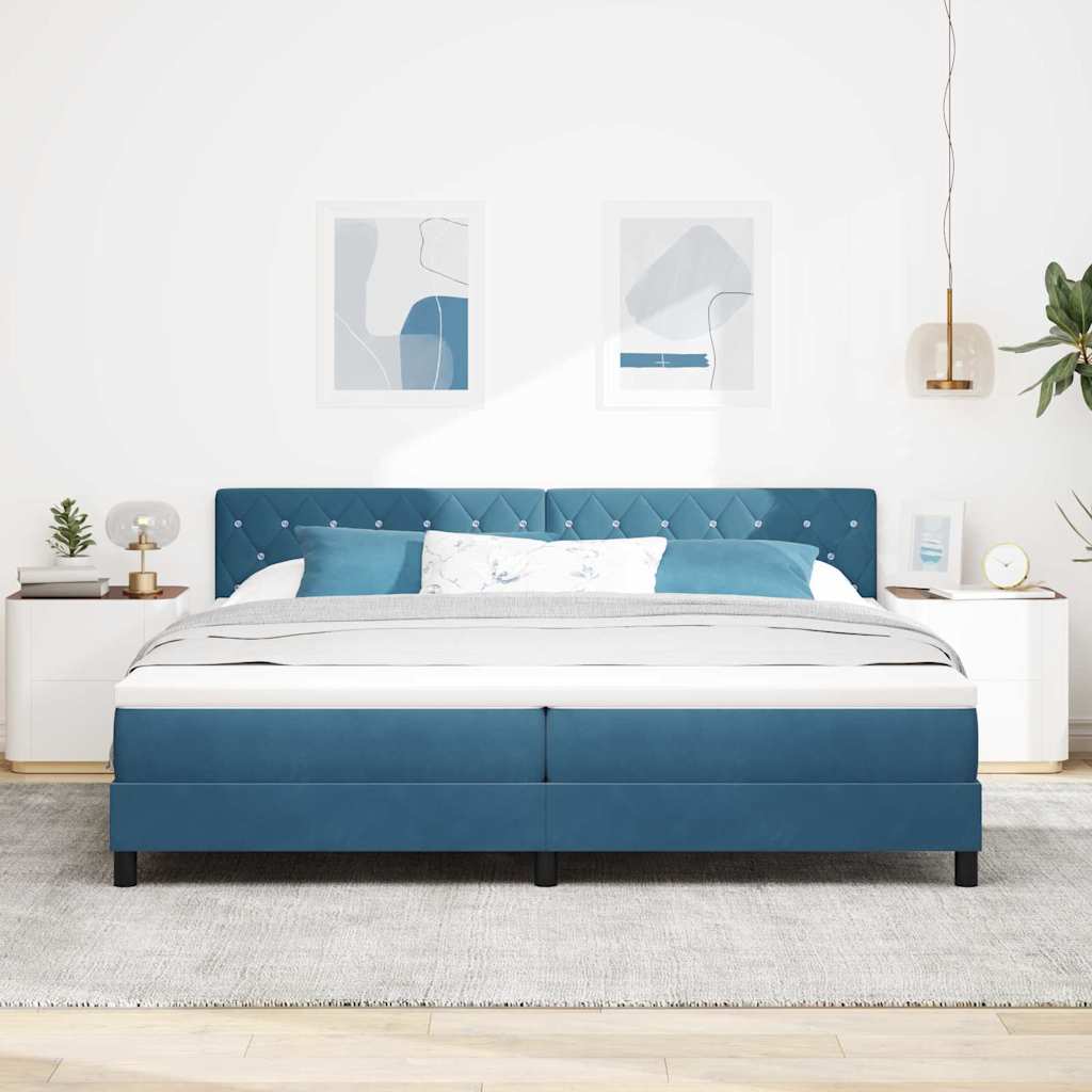 Boxspringbed met matras Donkerblauw 200 x 200 cm Fluweel