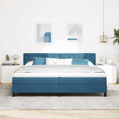 Boxspringbed met matras Donkerblauw 200 x 200 cm Fluweel