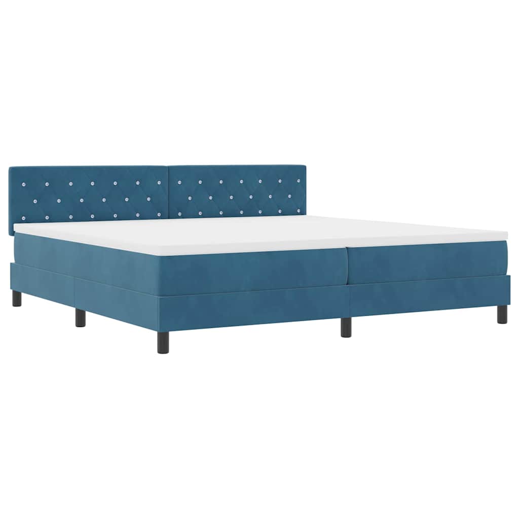 Boxspringbed met matras Donkerblauw 200 x 200 cm Fluweel
