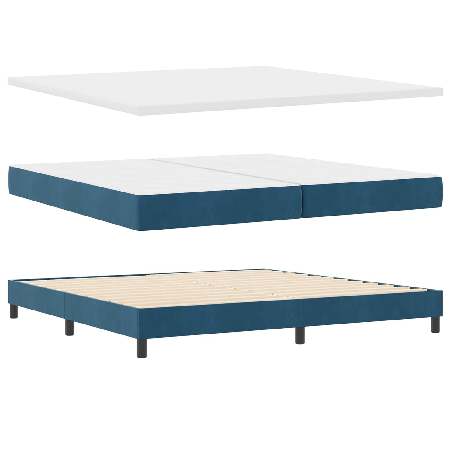 Boxspringbed met matras Donkerblauw 200 x 200 cm Fluweel