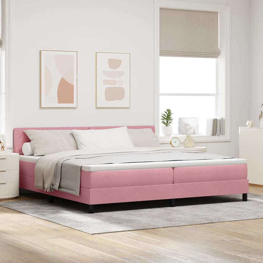 Boxspringbed met matras Roze 200 x 200 cm Fluweel