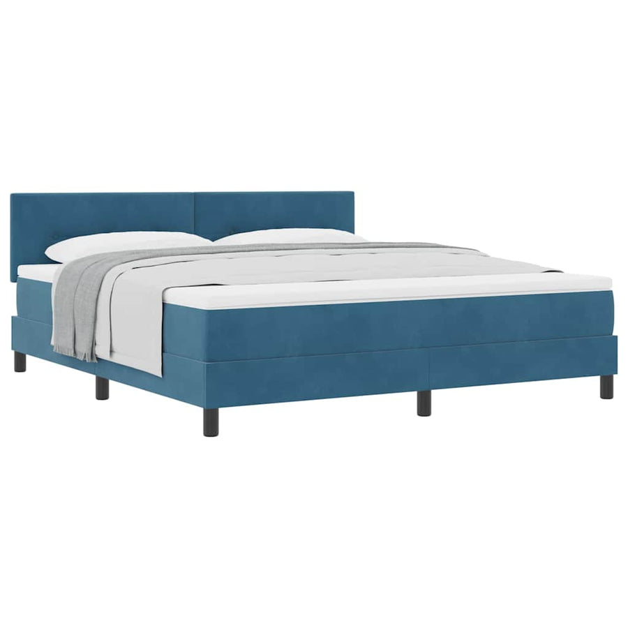 Boxspringbed met Matras Donkerblauw 180 x 200 cm Stof