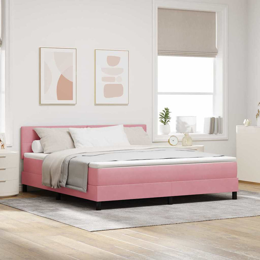 Boxspringbed met Matras met matras Roze 180 x 200 cm Stof