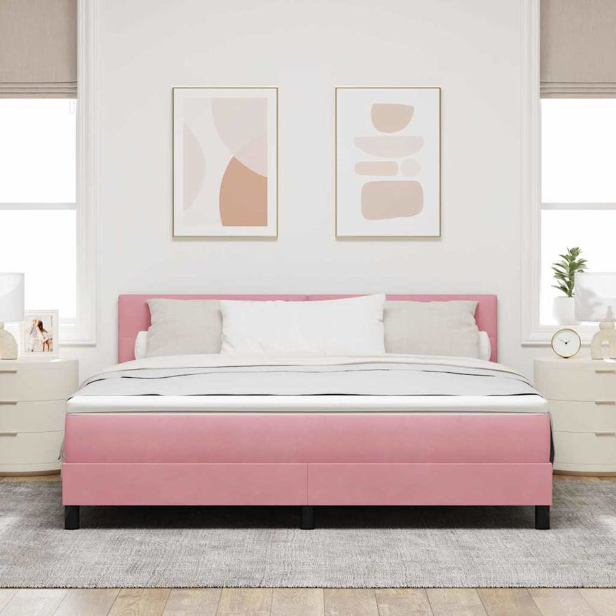 Boxspringbed met Matras met matras Roze 180 x 200 cm Stof