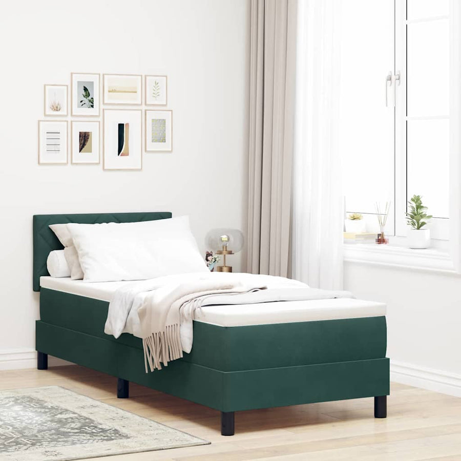 Boxspringbed met matras Donkergroen 80 x 200 cm Fluweel