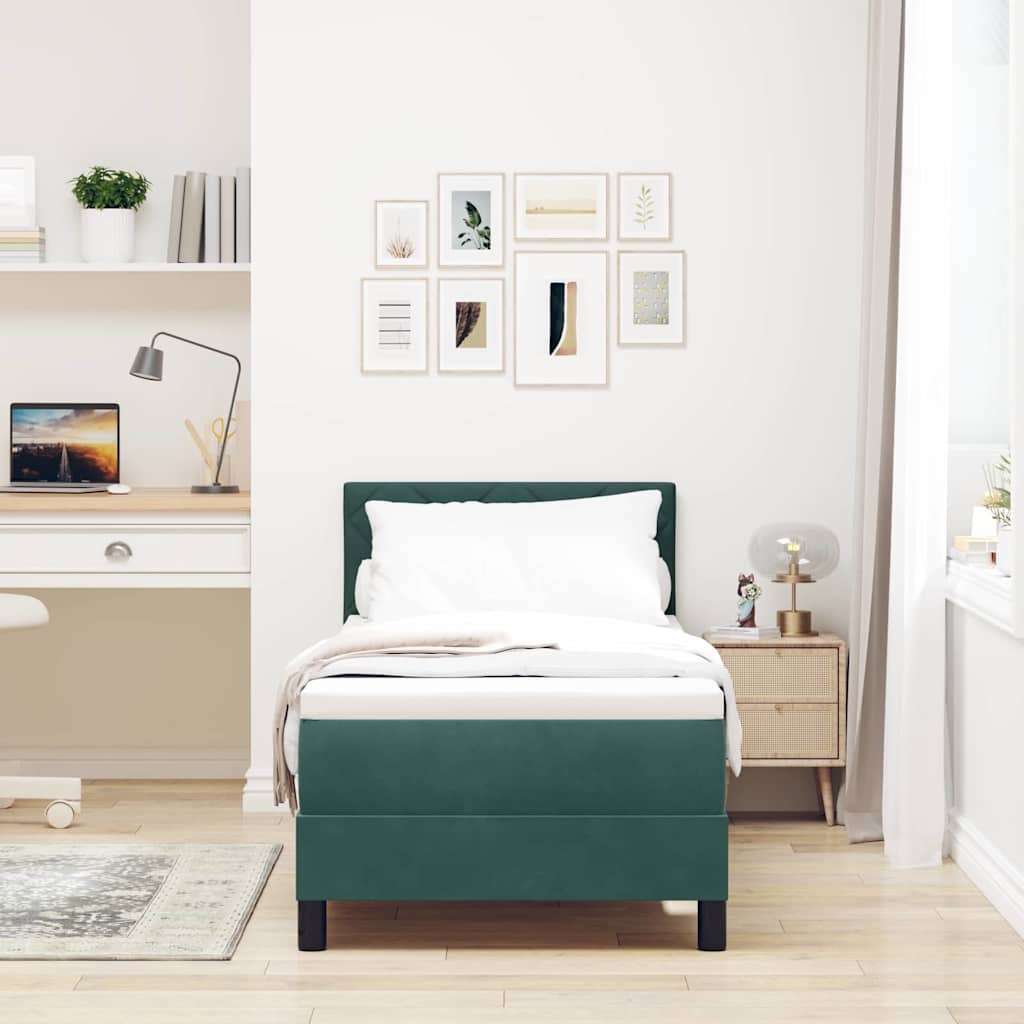 Boxspringbed met matras Donkergroen 80 x 200 cm Fluweel