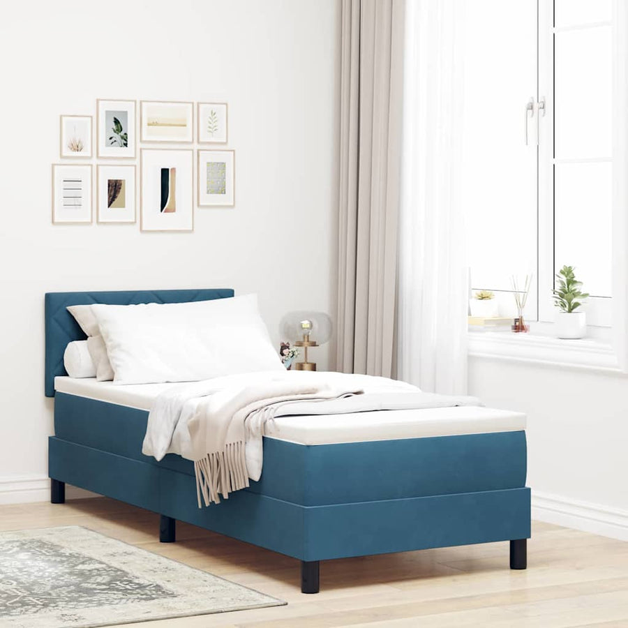 Boxspringbed met matras Donkerblauw 80 x 200 cm Fluweel