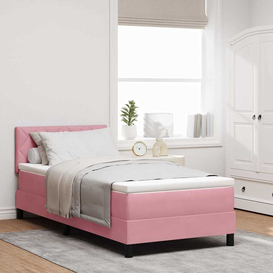 Boxspringbed met hoofdeinde Roze 90 x 200 cm Fluweel