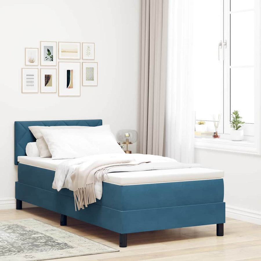 Boxspringbed met hoofdeinde Donkerblauw 100 x 200 cm Fluweel