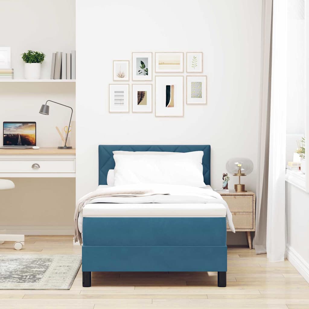 Boxspringbed met hoofdeinde Donkerblauw 100 x 200 cm Fluweel