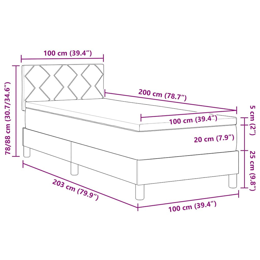 Boxspringbed met hoofdeinde Donkerblauw 100 x 200 cm Fluweel