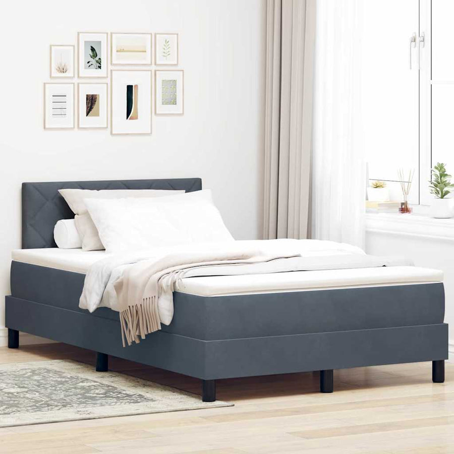 Boxspringbed met matras Donkergrijs 120 x 190 cm Fluweel
