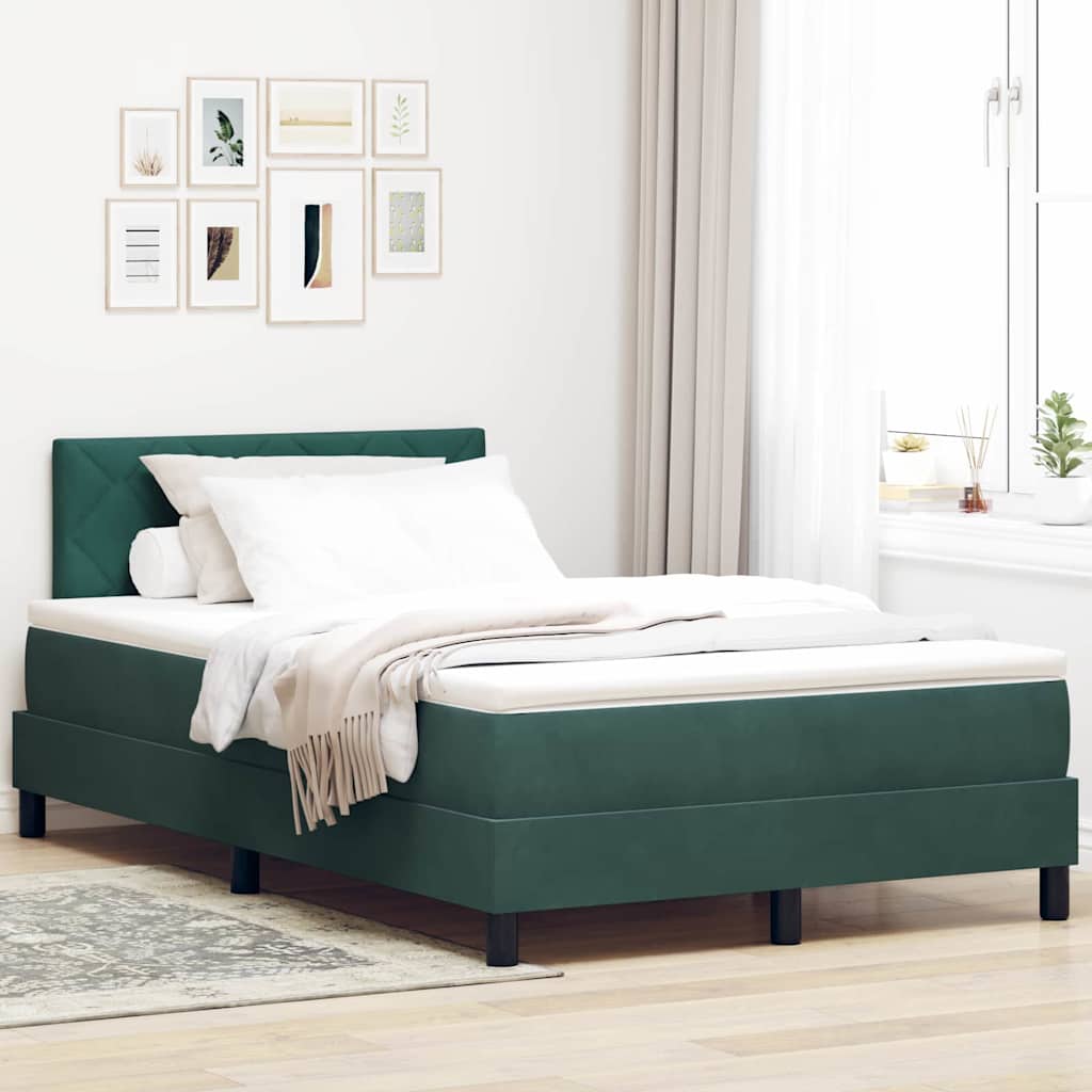 Boxspringbed met hoofdeinde Donkergroen 120 x 200 cm Fluweel