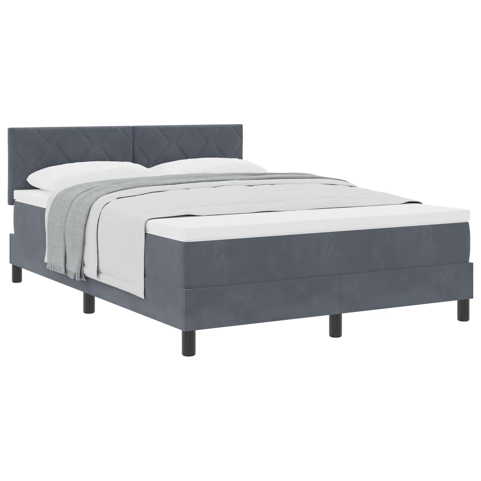 Boxspringbed met hoofdeinde Donkergrijs 140 x 190 cm Fluweel