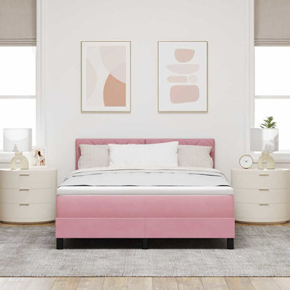 Boxspringbed met hoofdeinde Roze 140 x 190 cm Fluweel