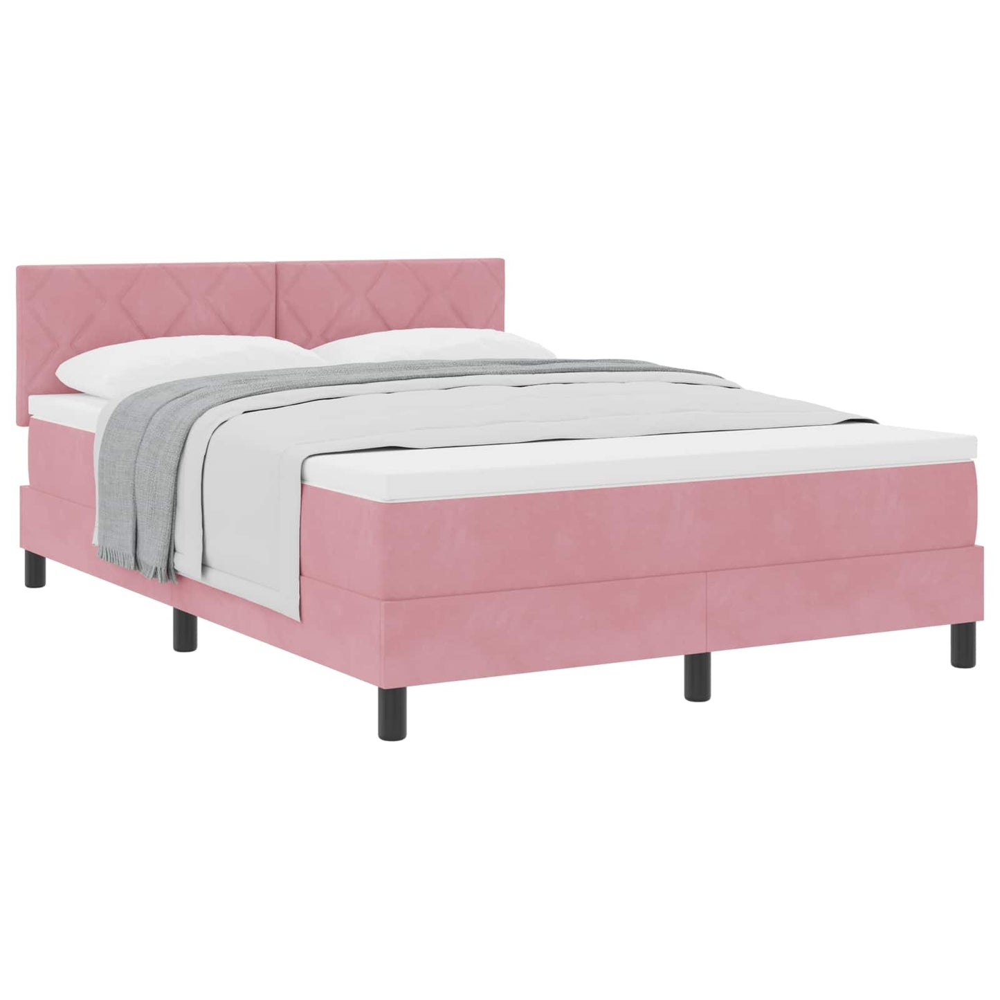 Boxspringbed met hoofdeinde Roze 140 x 190 cm Fluweel