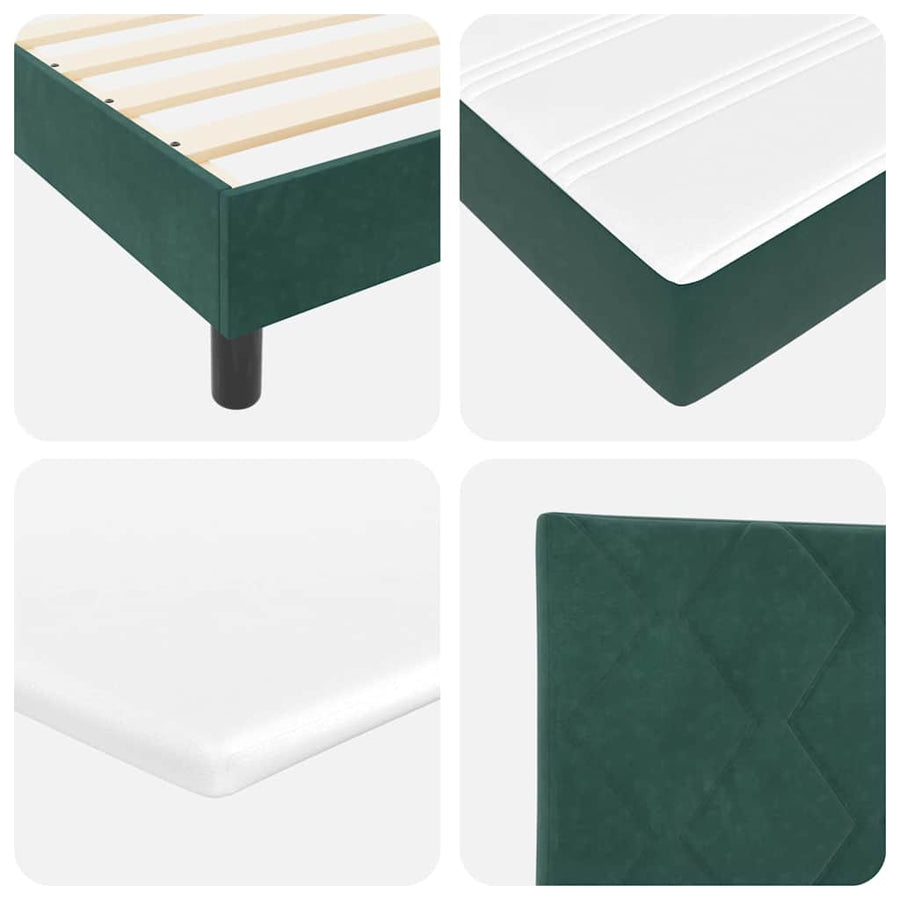 Boxspringbed met Matras Donkergroen 140 x 200 cm Stof