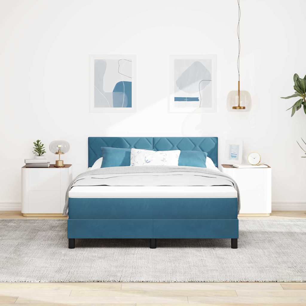 Boxspringbed met hoofdeinde Donkerblauw 140 x 200 cm Fluweel