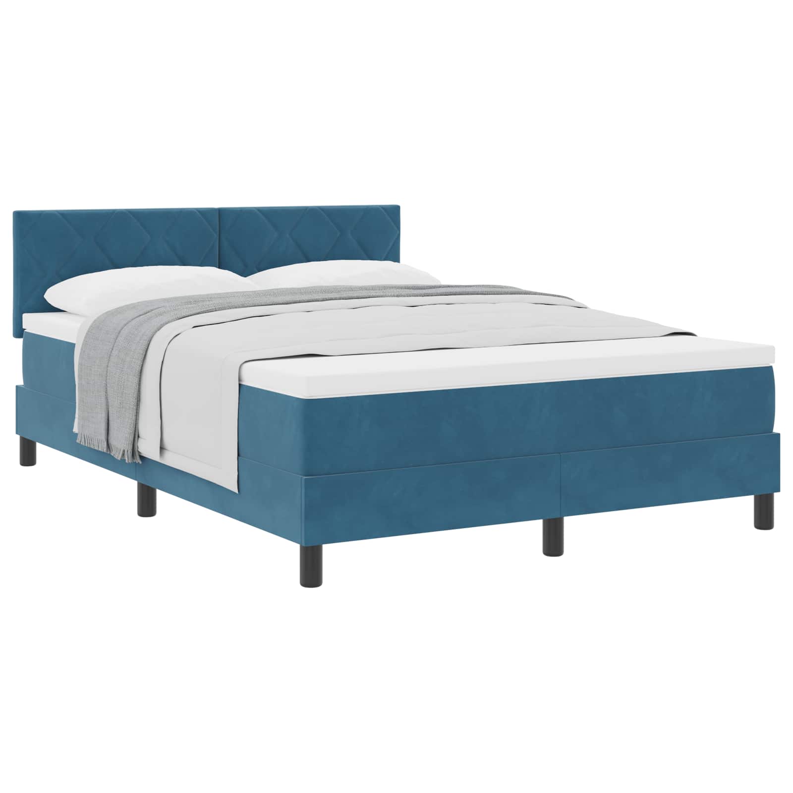 Boxspringbed met hoofdeinde Donkerblauw 140 x 200 cm Fluweel