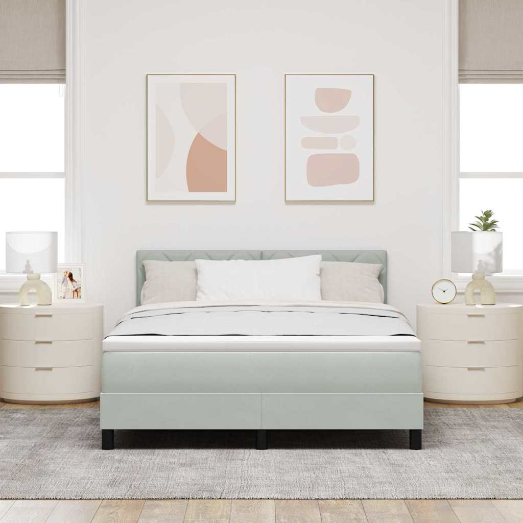 Boxspringbed met hoofdeinde Lichtgrijs 160 x 200 cm Fluweel