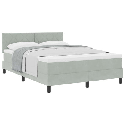 Boxspringbed met hoofdeinde Lichtgrijs 160 x 200 cm Fluweel