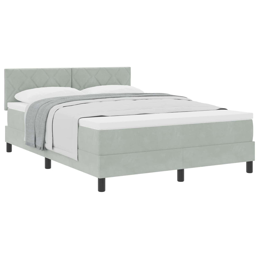 Boxspringbed met hoofdeinde Lichtgrijs 160 x 200 cm Fluweel